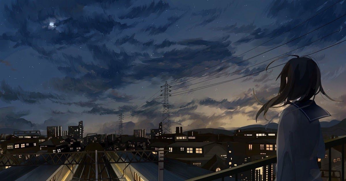 16++ Anime City Night Wallpaper 4k