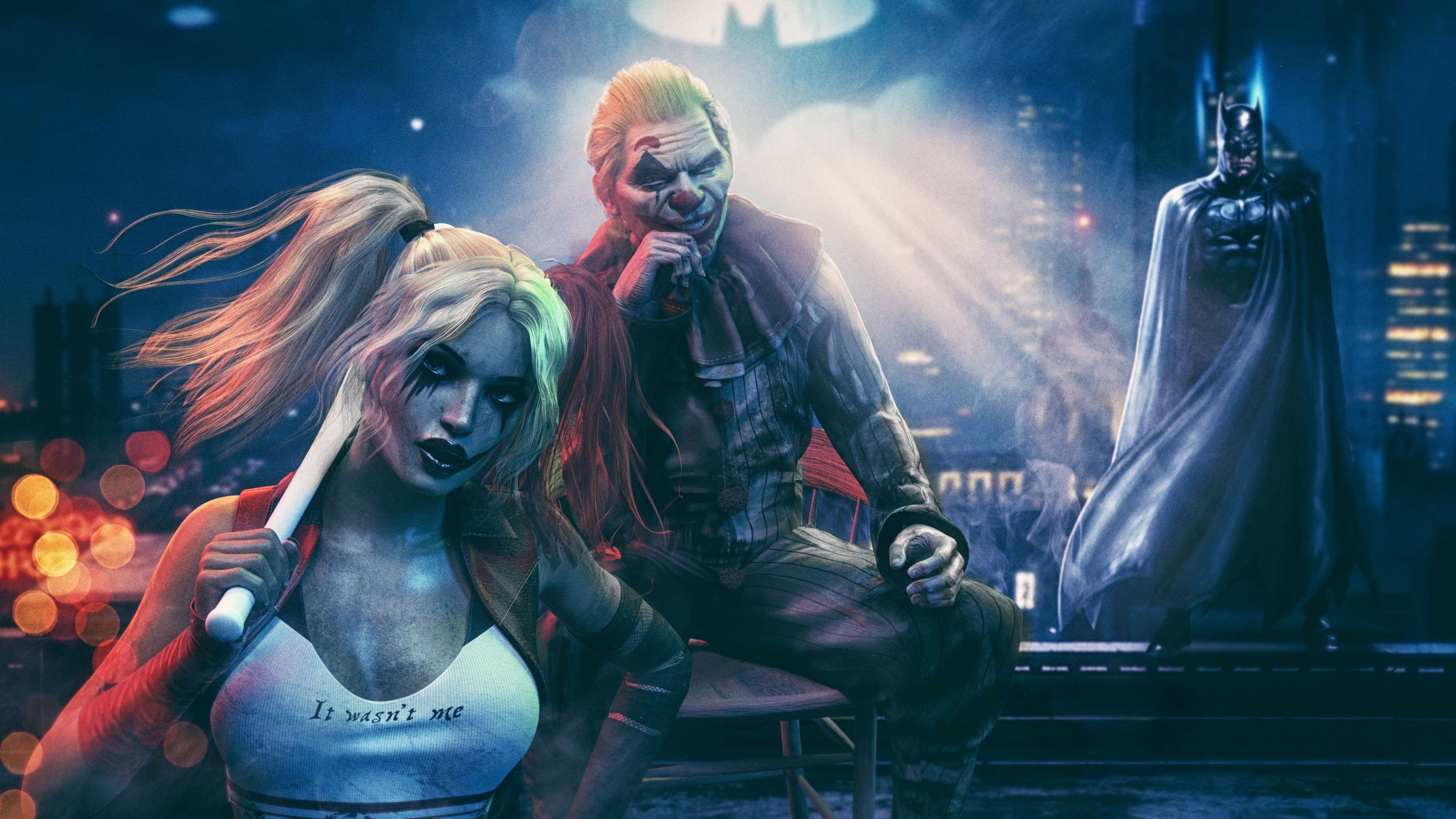 Joker With Harley Quinn And Batman, HD Superheroes, 4k Wallpapers, Image, B...