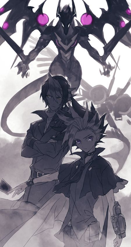 Artist: Ebira. Yu Gi Oh! ARC V. Dark Requiem Xyz Dragon. Kurosaki Shun. Raidraptor Falcon. Yuto. Anime, Yugioh, Anime Image