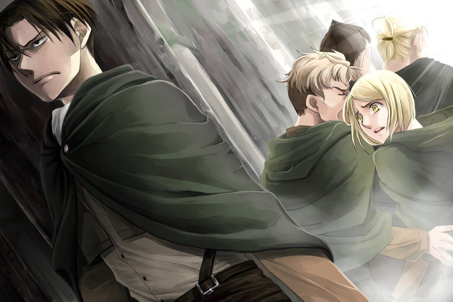 Wallpaper, 1500x1000 px, Eld Jinn, Gunther Schultz, Levi Ackerman, Oluo Bozado, Petra Ral, Shingeki no Kyojin 1500x1000
