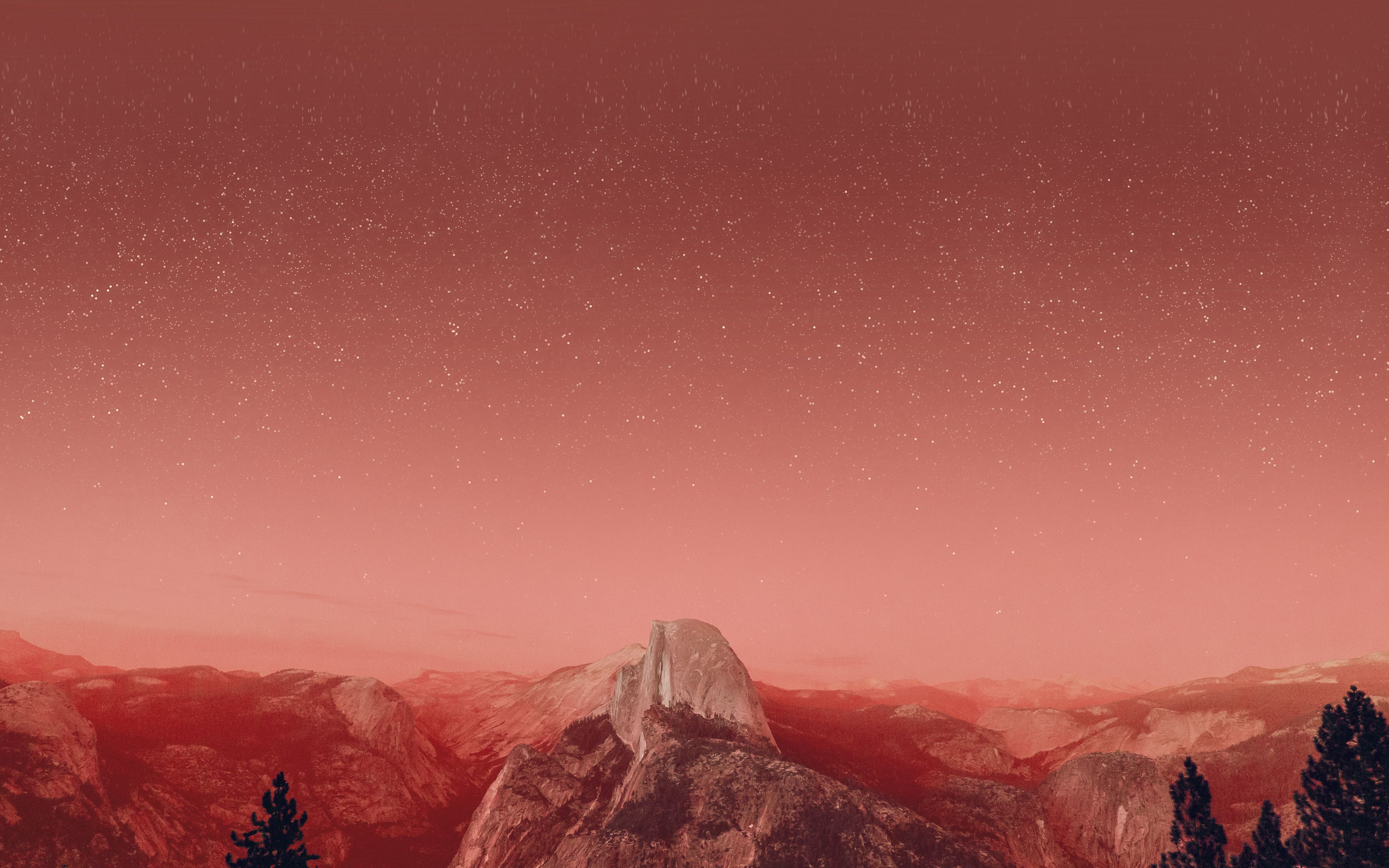El Capitan Mountain Wood Night Sky Star Red Fire Wallpaper