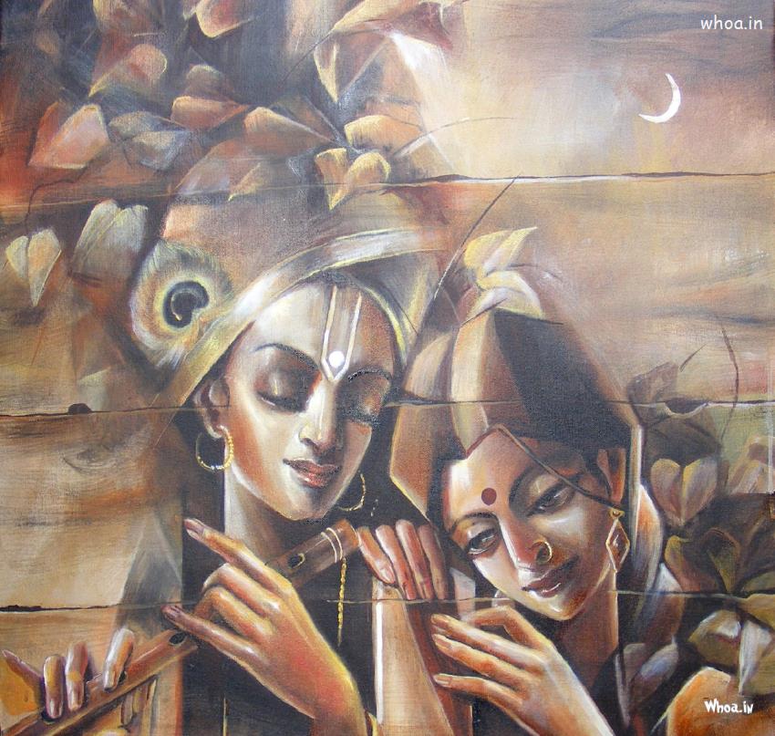 Radhe Krishna Canvas Painting HD Wallpaper Krishna Painting HD