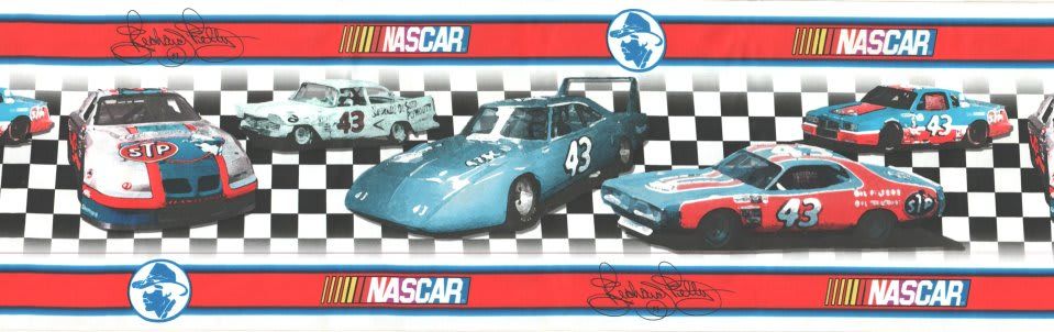 Cars of the King Nascar Richard Petty Wallpaper Border