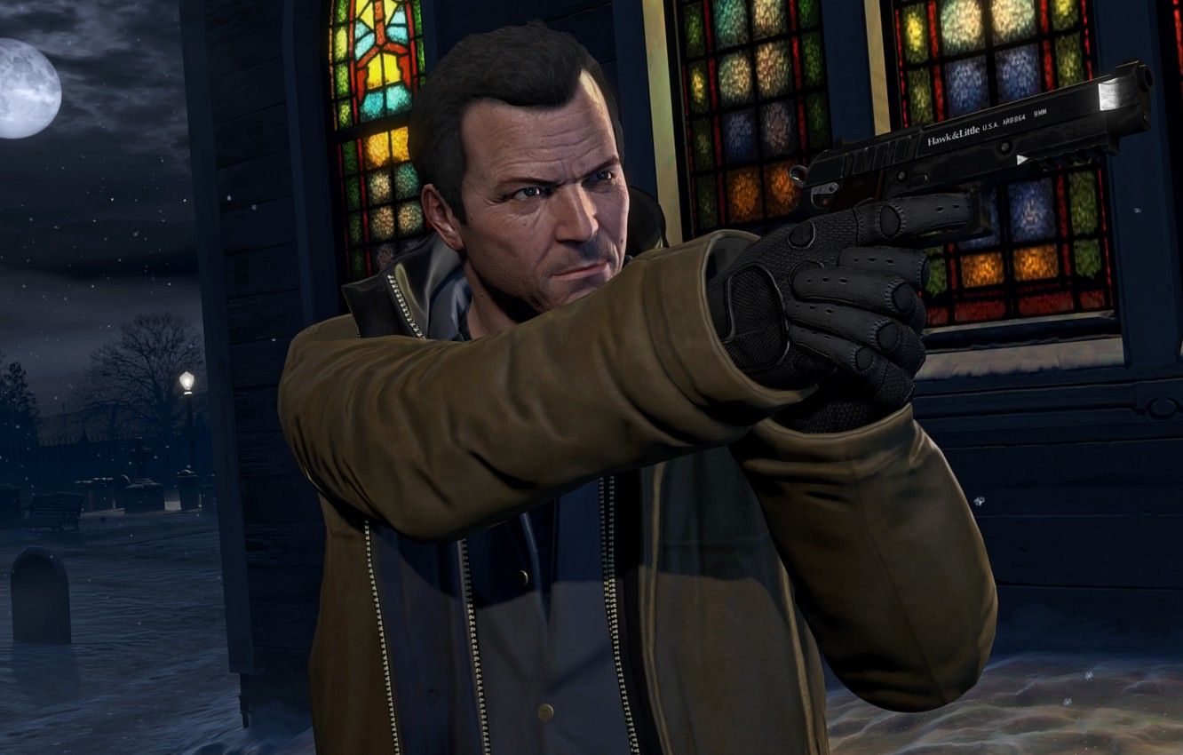 Wallpaper gun, trunk, gun, action, Michael, Grand Theft Auto V, gta5 image for desktop, section игры