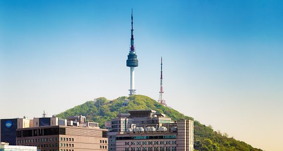 N Seoul Tower And Namsan Park Peak Panorama Image Now
