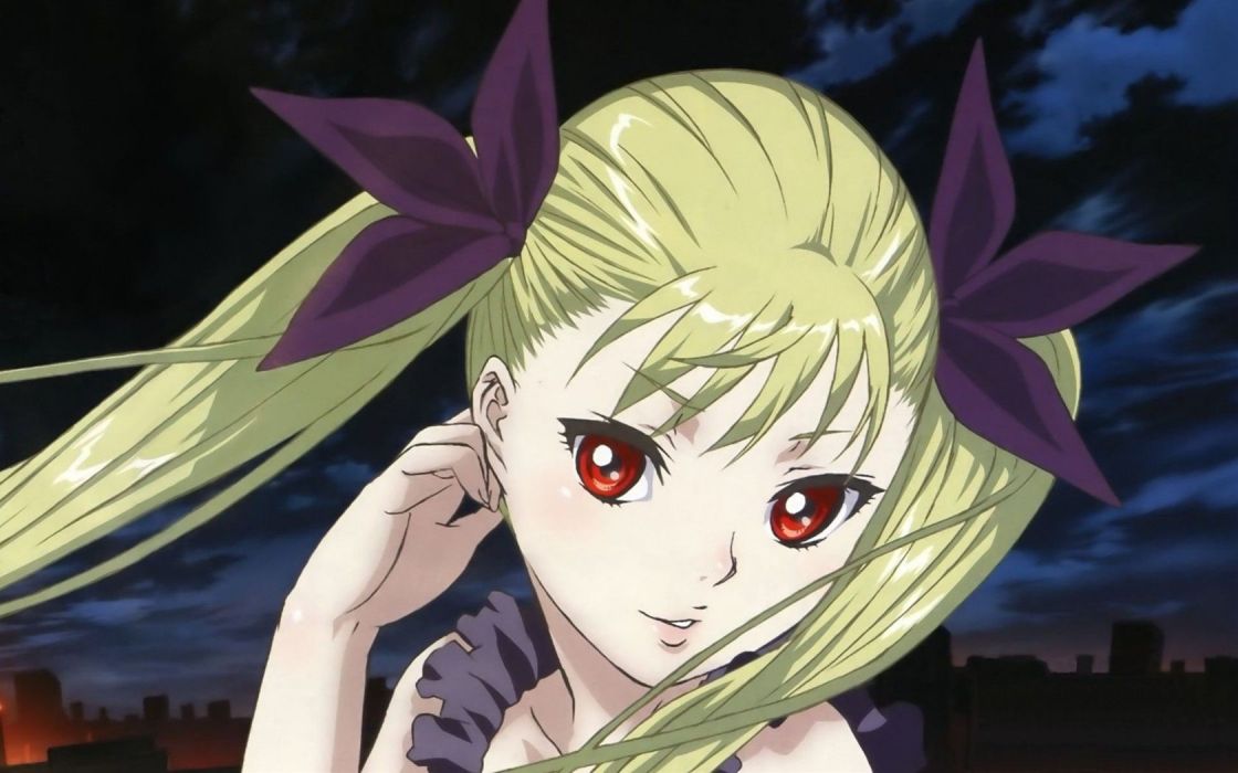 Blondes clouds night red eyes Tepes Mina Dance in the Vampire Bund cities wallpaperx1050