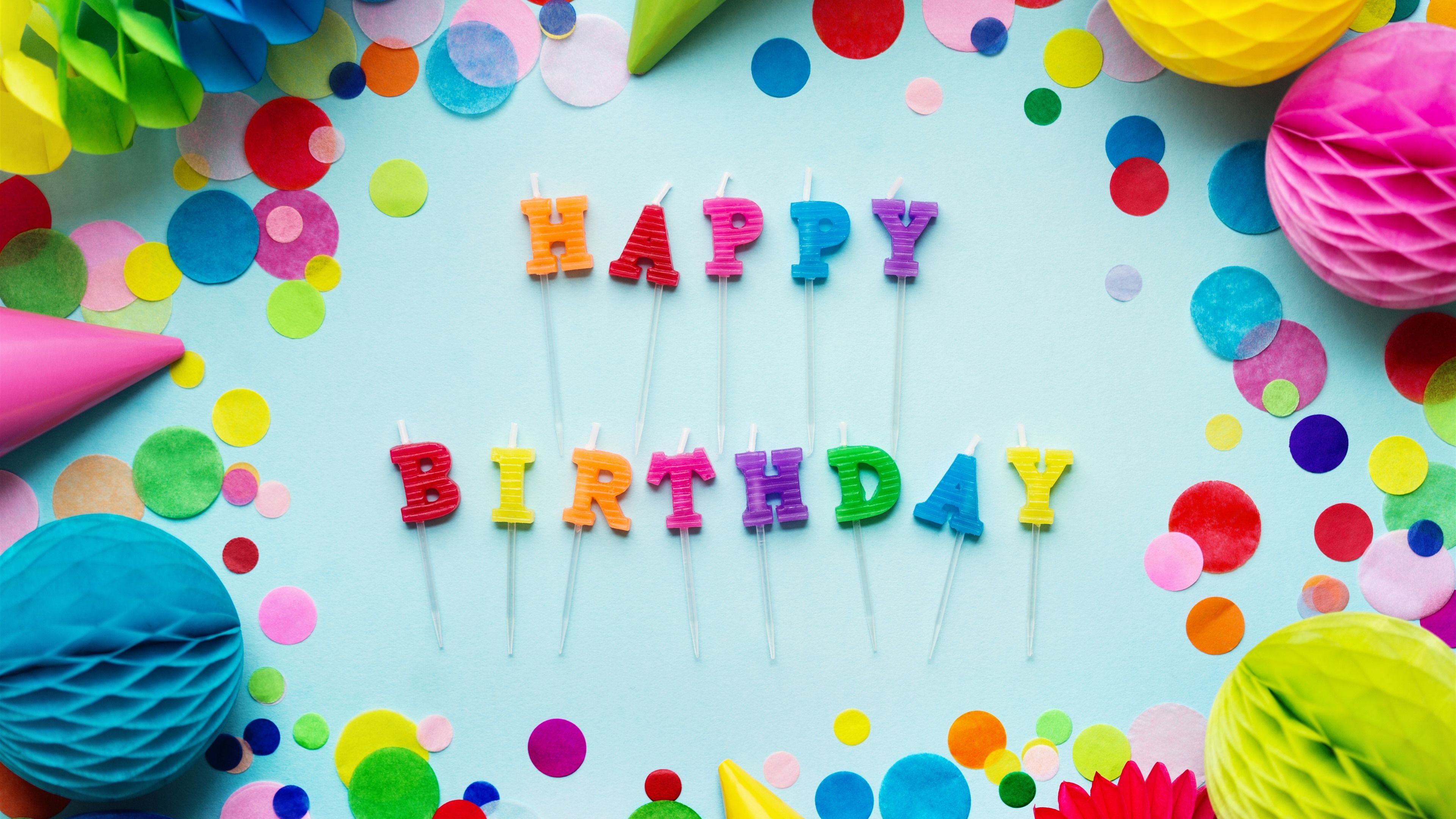 Wallpaper Happy Birthday, colorful decorations 7680x4320 UHD 8K Picture, Image