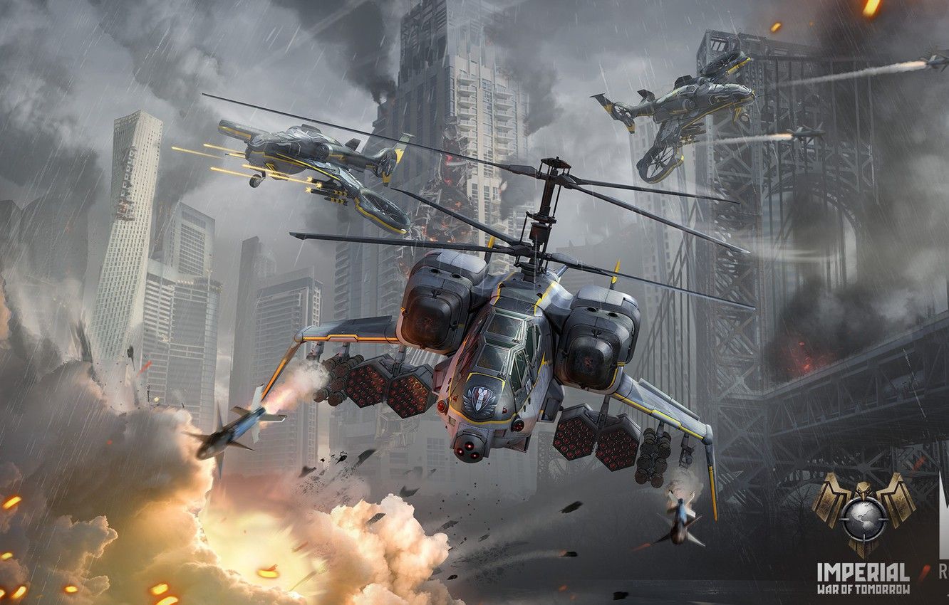 Wallpapers the explosion, attack, destruction, Helicopters, Imperial