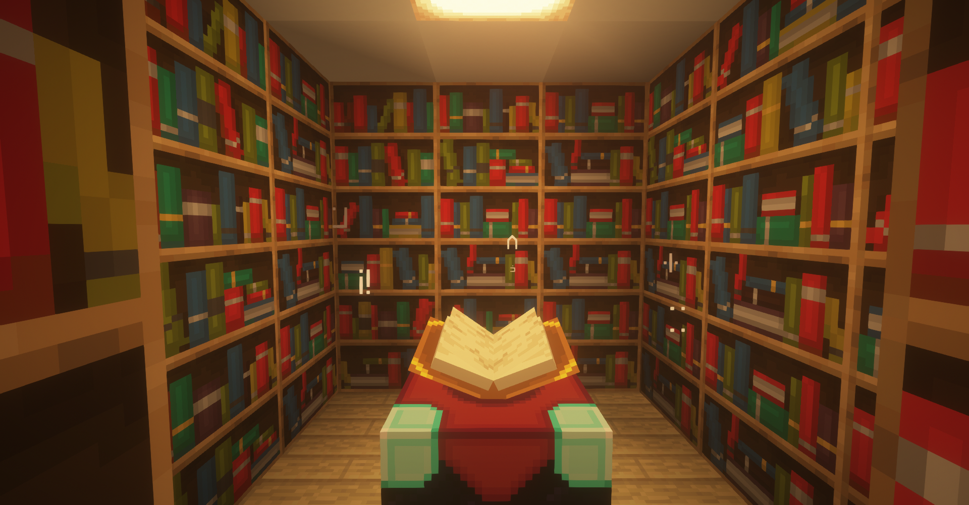 Wallpaper, Minecraft, bookshelves 1920x1001