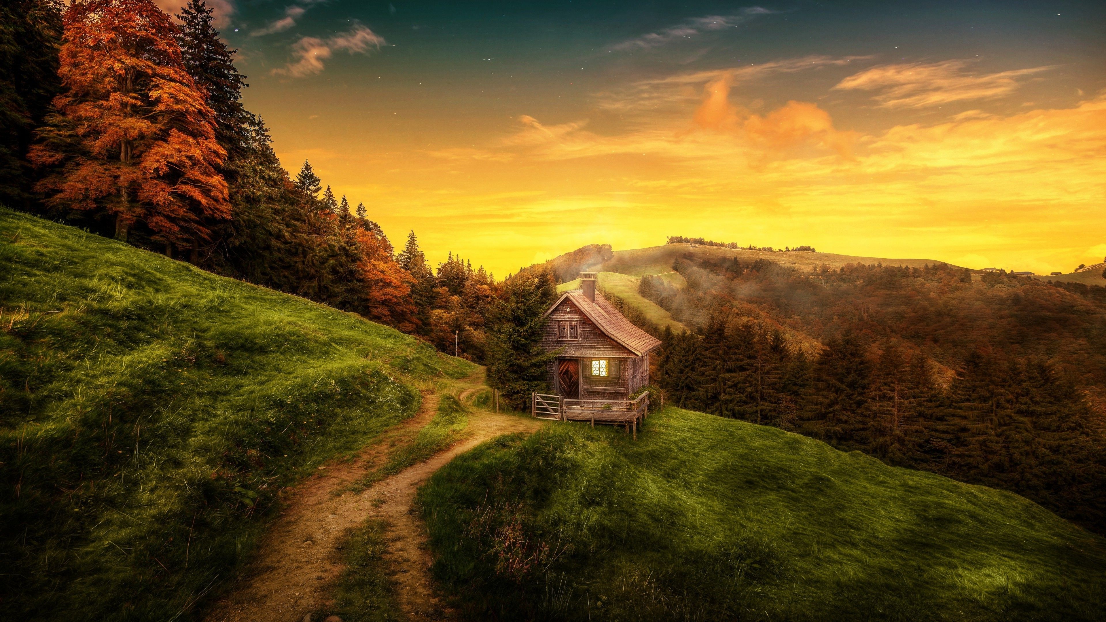House On Mountains Art, HD Artist, 4k Wallpaper, Image, Background, Photo and Picture