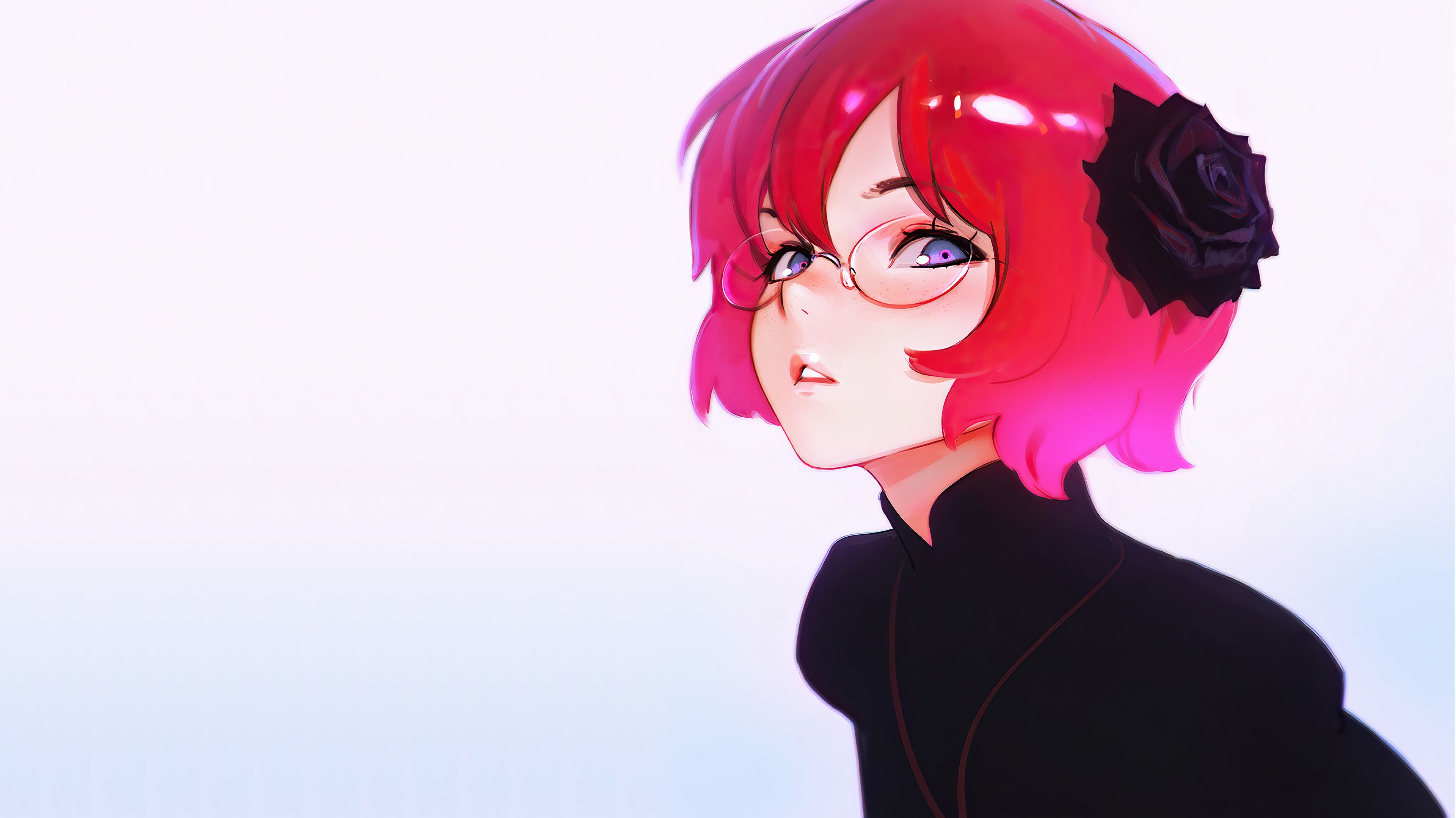 Anime, Girl, Red Hair, Glasses, 4K wallpaper. Mocah HD Wallpaper