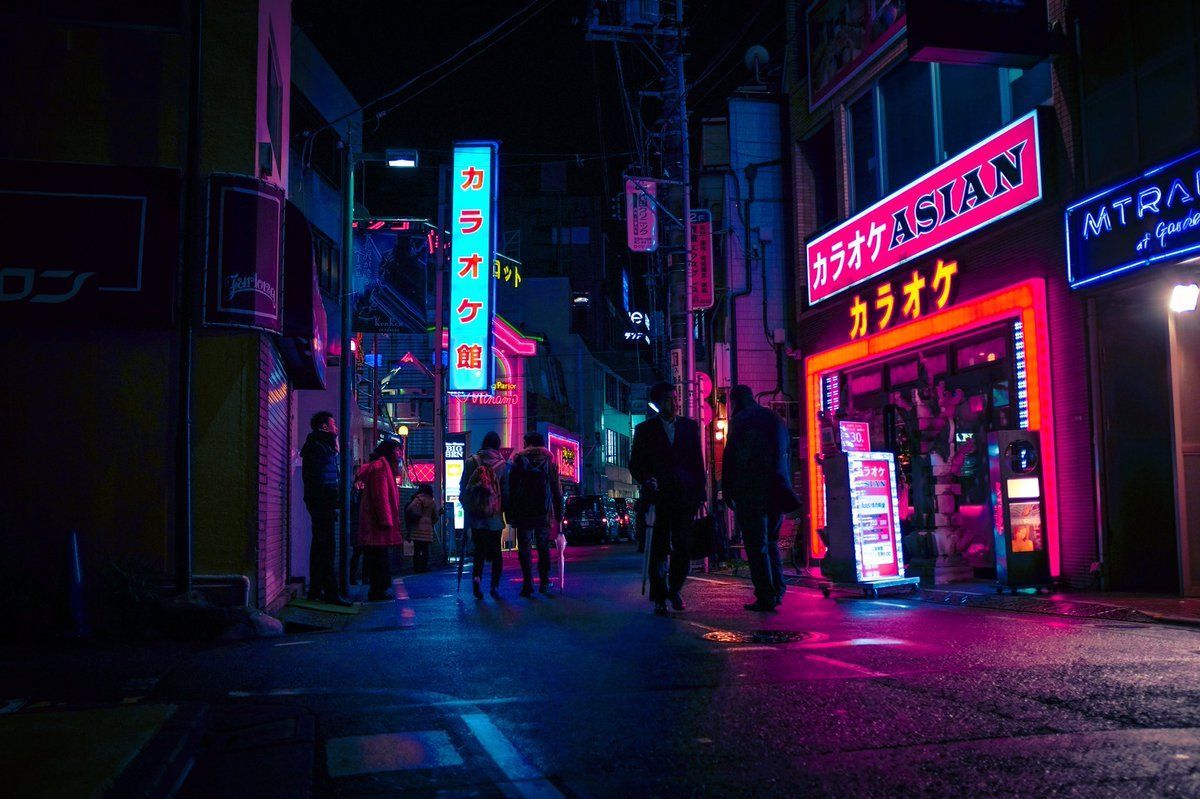 Alex Knight through Shimokitazawa. #tokyo #japan # cyberpunk #neon #BladeRunner2049 #bladerunne. Neon wallpaper, Cyberpunk city, Neon aesthetic
