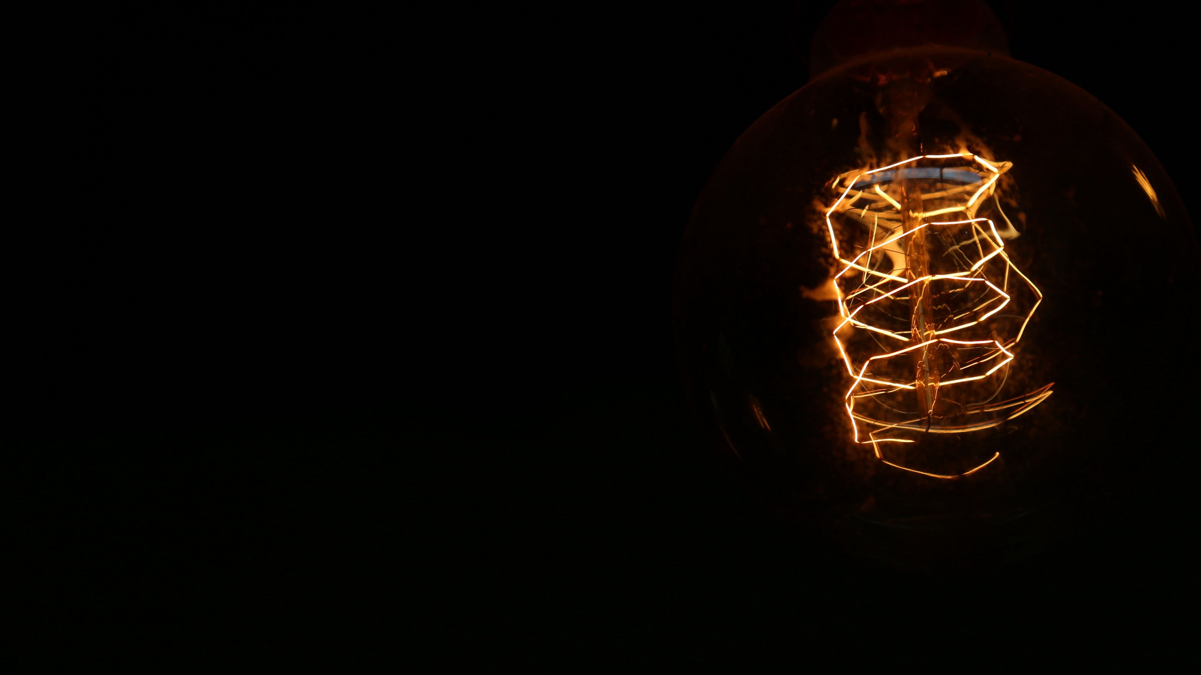 Light Bulb Electricity Spiral Dark 3840x2160 UHD Wallpaper. Walldump HD and UHD Wallpaper