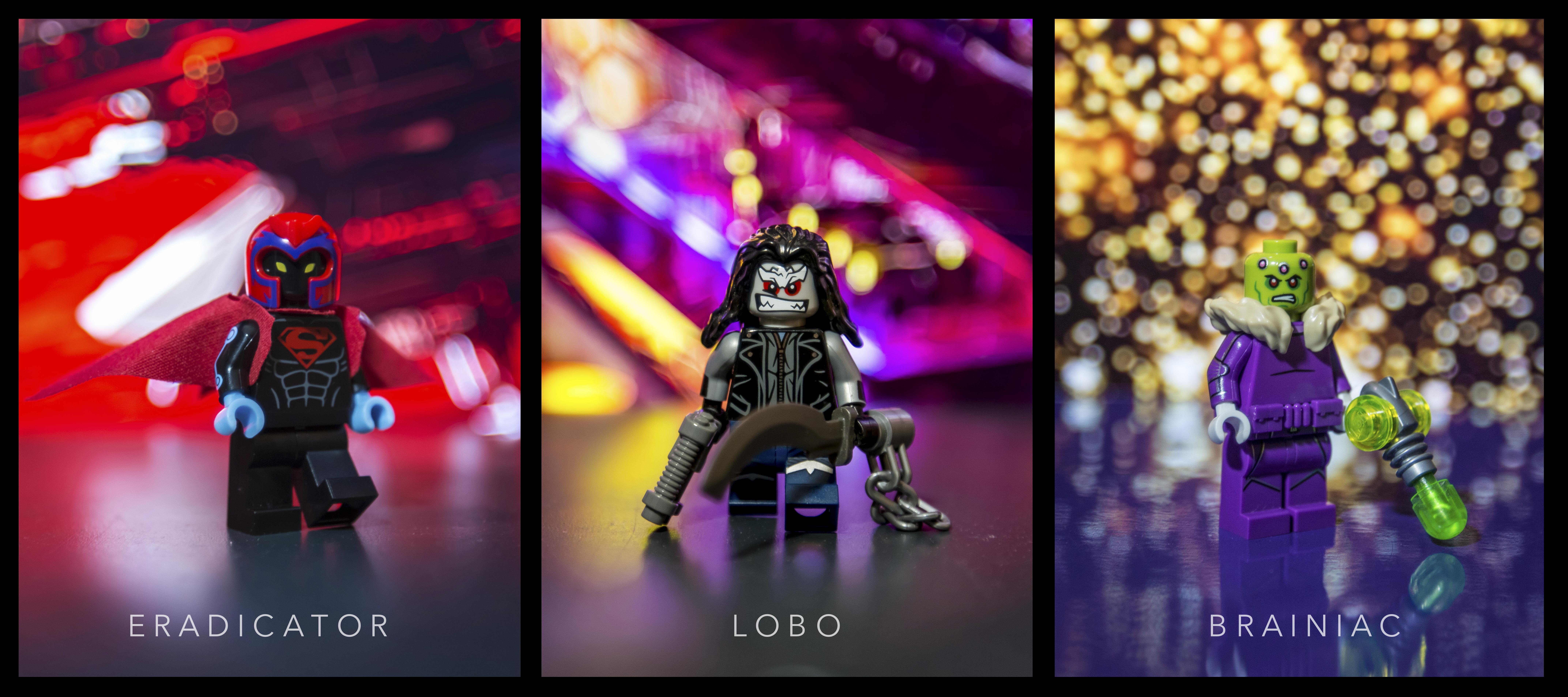 Wallpaper, LEGO, DC, comics, Lobo, the, eradicator, Brainiac, collector, worlds, Superman, villains, main, man, custom, purist, figbarf, kryptonian, steel, rogues, gallery, superheroes 8575x3813