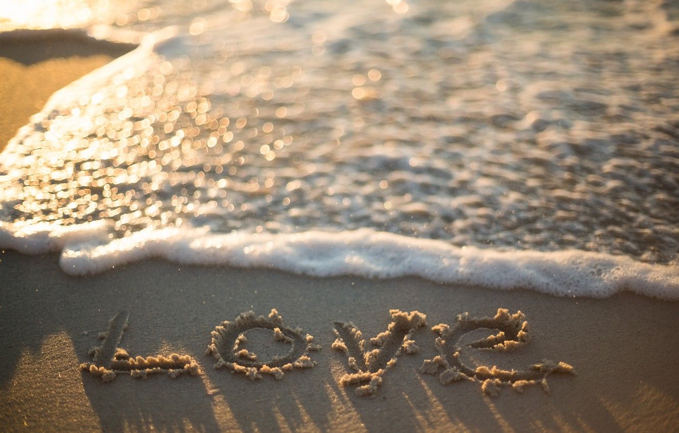 Wallpaper sand, sea, wave, beach, summer, love, summer, love, beach, sea, romantic, sand, bokeh, bokeh, wave image for desktop, section настроения