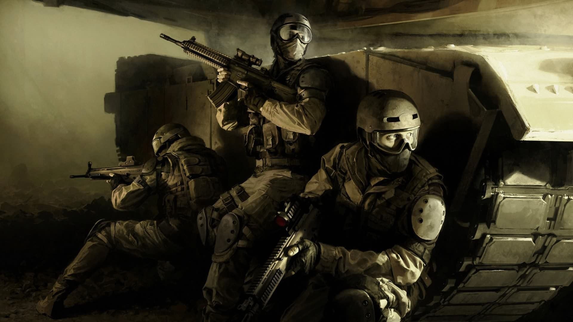 Special Forces soldiers in a tank Desktop wallpaper 1920x1080