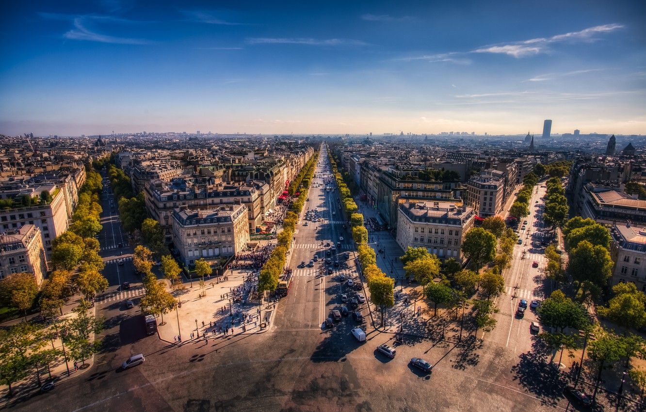 Wallpaper the sky, France, Paris, horizon, street, Champs Elysees image for desktop, section город