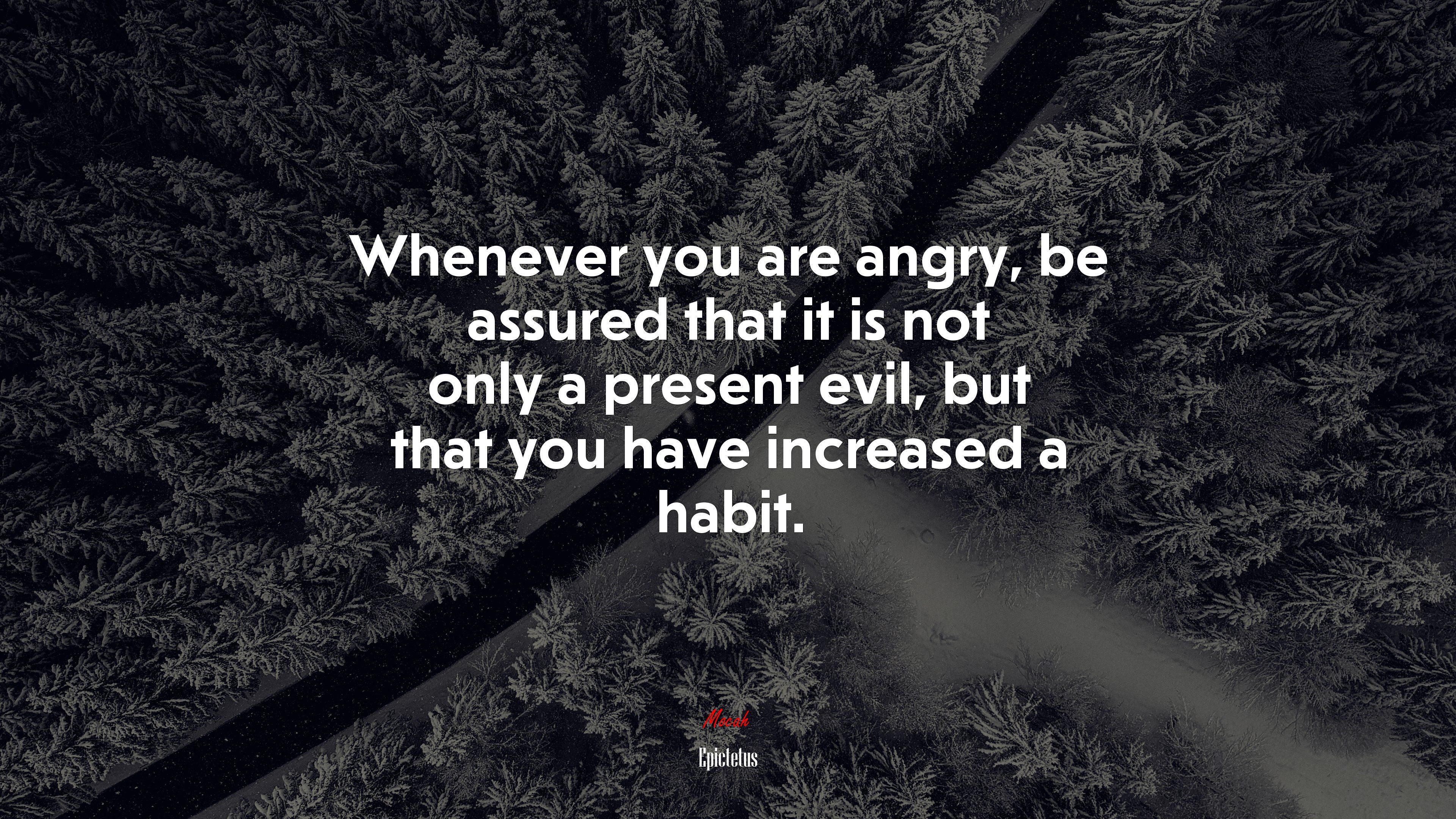 Whenever you are angry, be assured that it is not only a present evil, but that you have increased a habit. Epictetus quote, 4k wallpaper. Mocah HD Wallpaper