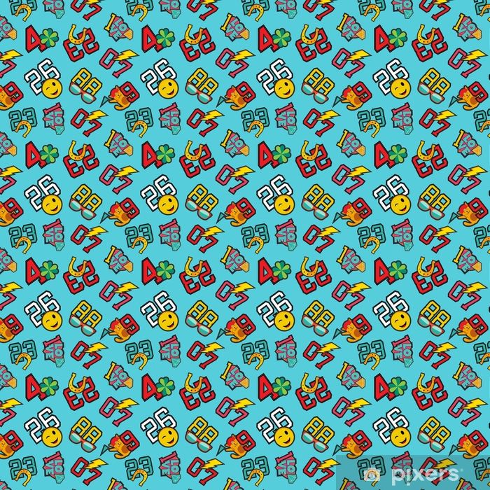 Lucky numbers stitch patch icons seamless pattern Wallpaper live to change