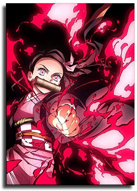 Nezuko Blood Demon Art Canvas Art Poster and Wall Art Picture Print Modern Family Bedroom Decor Posters: Posters & Prints
