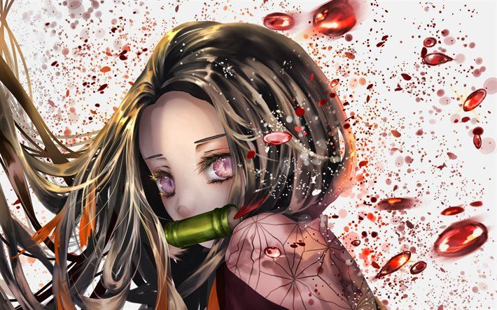 Download wallpaper 4k, Nezuko Kamado, abstract art, Kimetsu no Yaiba, manga, Kamado Nezuko, artwork for desktop free. Picture for desktop free