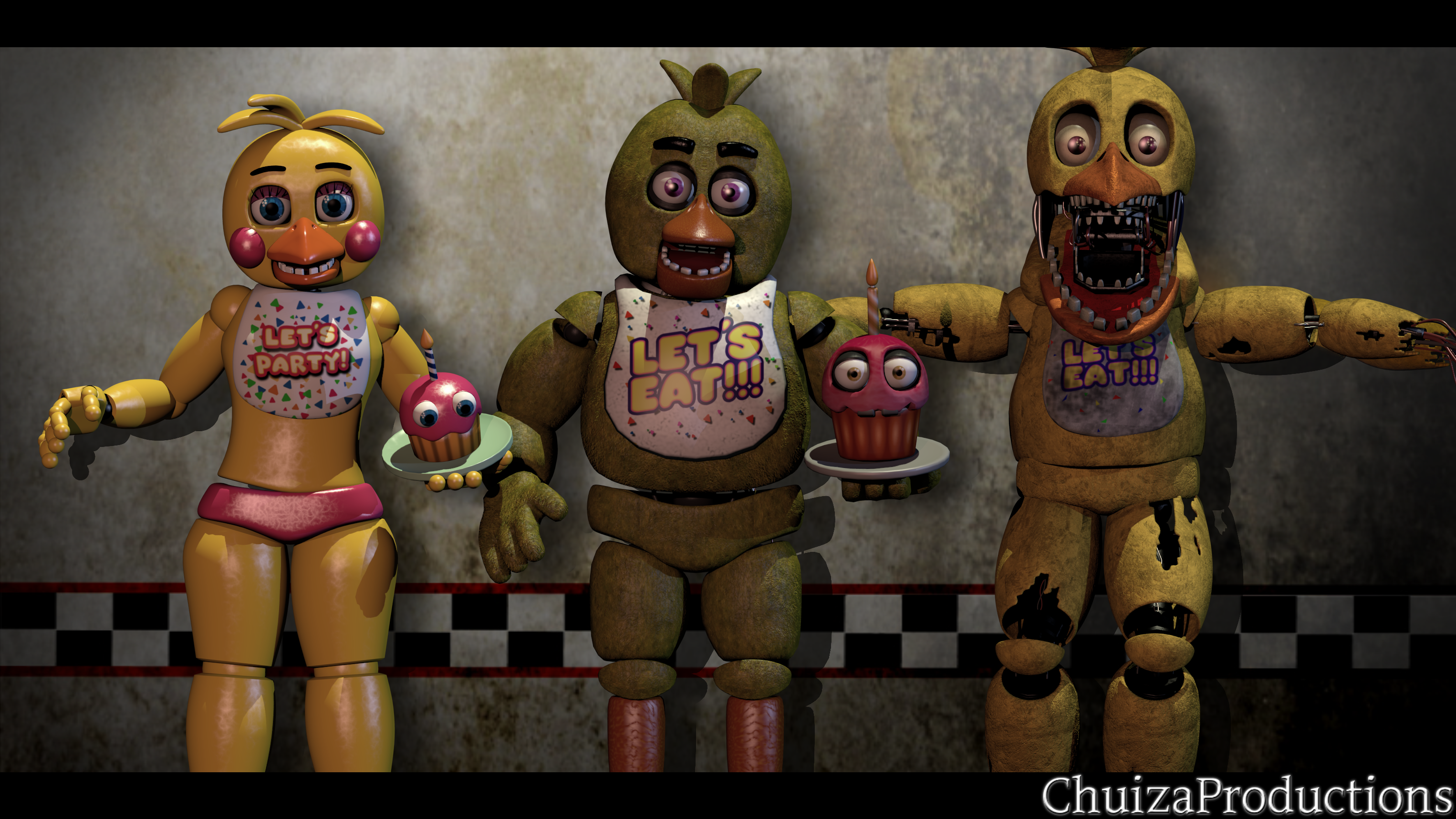 Chica (Five NIghts at Freddys), Toy Chica (Five Nights at Freddys), Withered Chica (Five Nights at Freddys) wallpaper Gallery HD Wallpaper