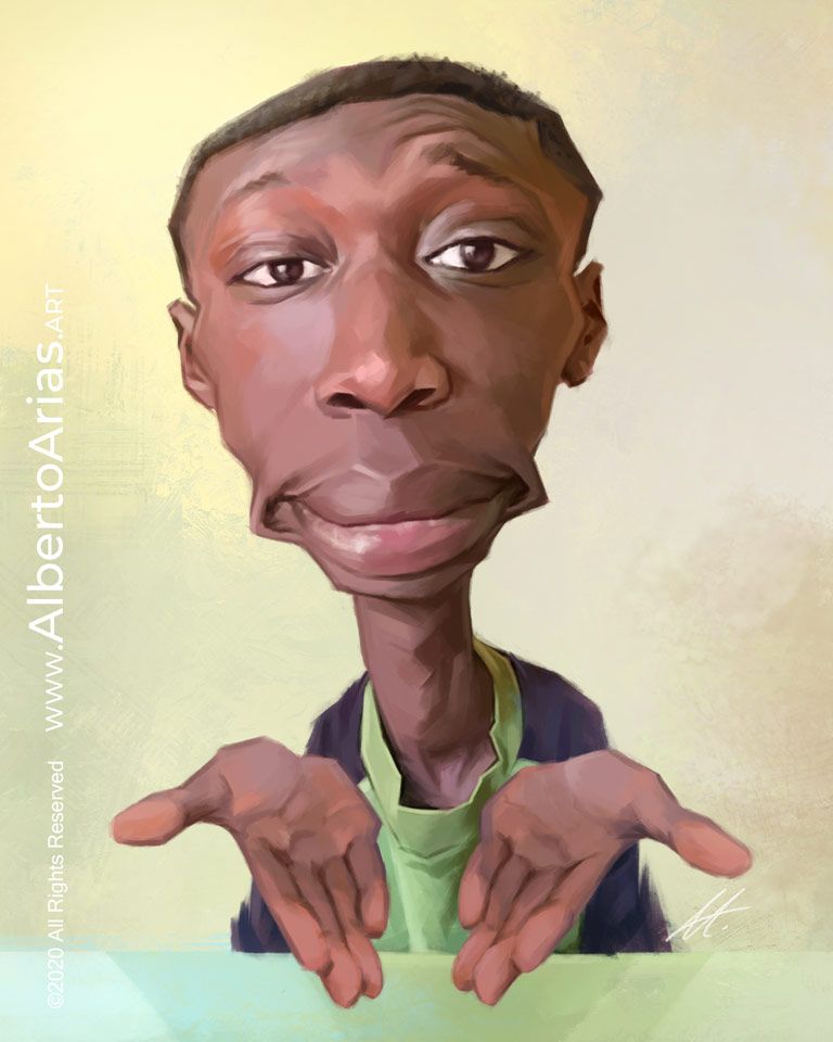 Khaby Lame Caricature by AlbertoAriasART Caricature & Portrait Artist