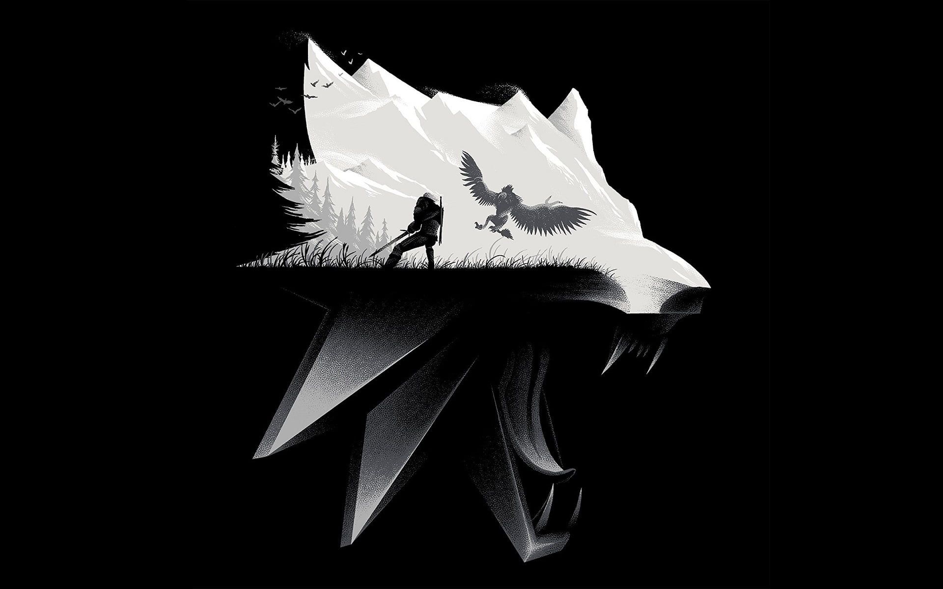 Black and white wolf illustration, The Witcher, video games wallpaper, The Witcher 3: Wild Hunt • Wallpaper For You HD Wallpaper For Desktop & Mobile