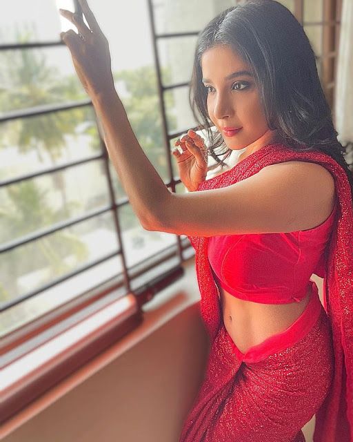 Sakshi Agarwal Red Saree Hot Stills