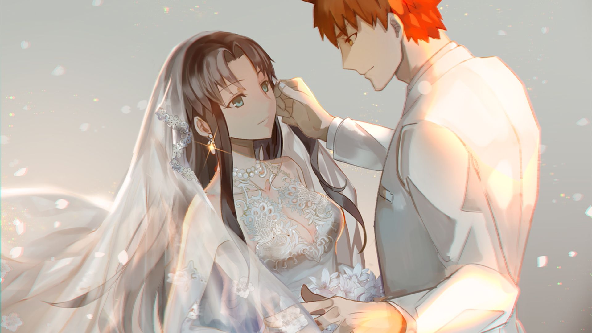 5069680 / 1920x1080 Rin Tohsaka, Blue Eyes, Wedding Dress, Shirou Emiya, Or...