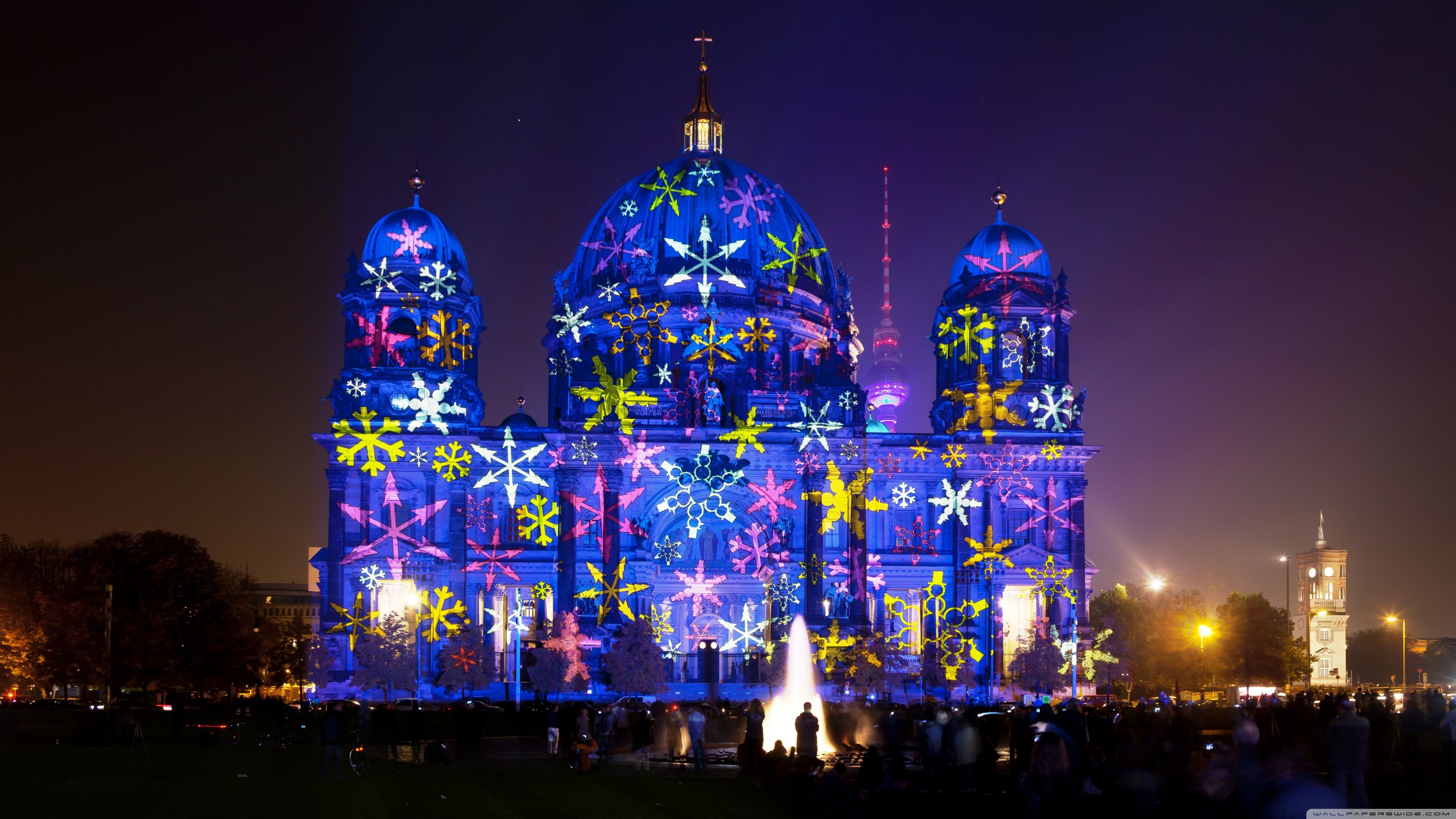 Berlin Cathedral during Festival of Lights Ultra HD Desktop Background Wallpaper for 4K UHD TV, Widescreen & UltraWide Desktop & Laptop
