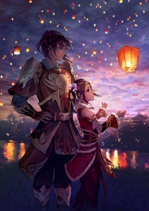 Anime festival light sky girls children wallpaperx2037
