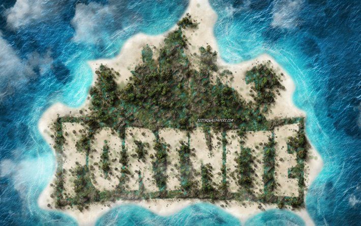 Download wallpaper Fortnite Logo, creative emblem, tropical island, ocean, island logo, Fortnite for desktop free. Picture for desktop free