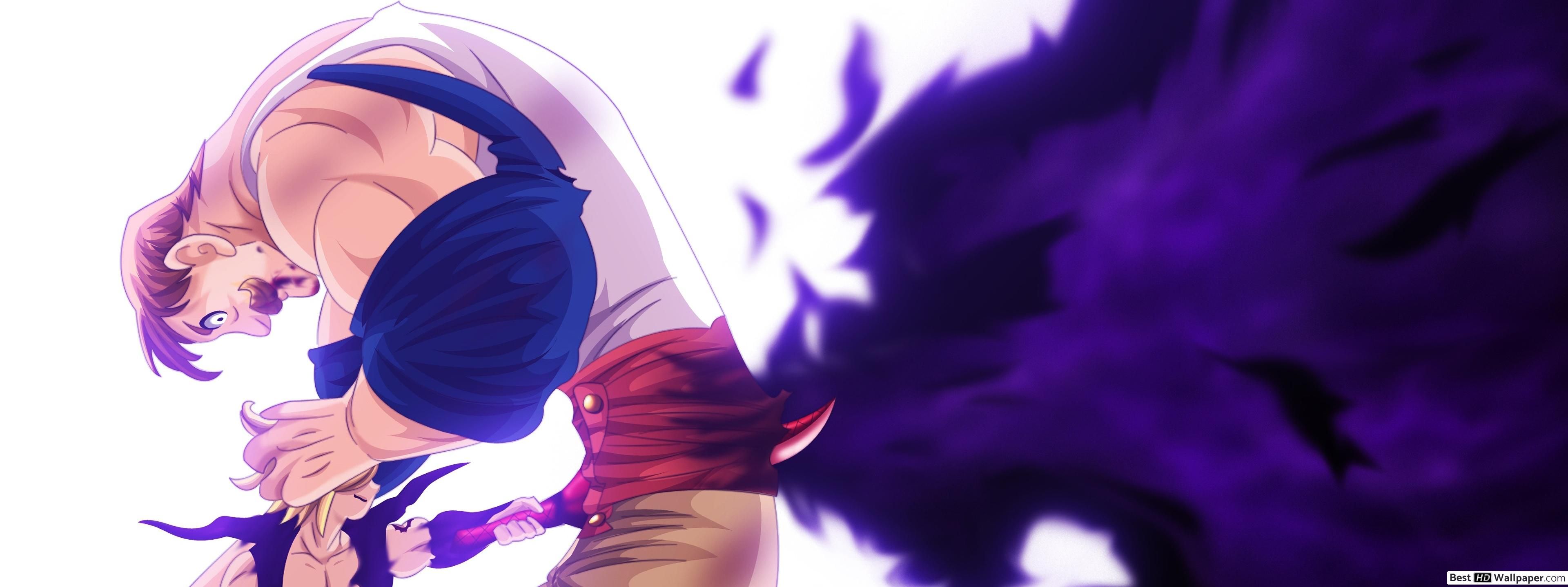 Septynios mirtinos nuodėmės užpuolimas režimas Hellblaze vs Escanor HD ekrano fonų atsisiuntimas