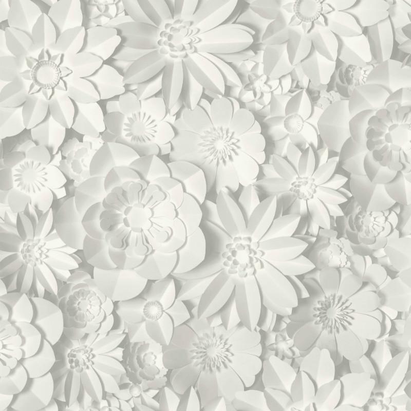 Dimensions White and Grey 3D Flower Print Wallpaper FD42554