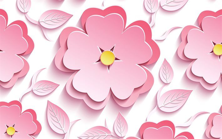 Download wallpaper pink 3D flowers, 4k, floral patterns, 3D textures, background with flowers, floral textures, pink floral background for desktop free. Picture for desktop free