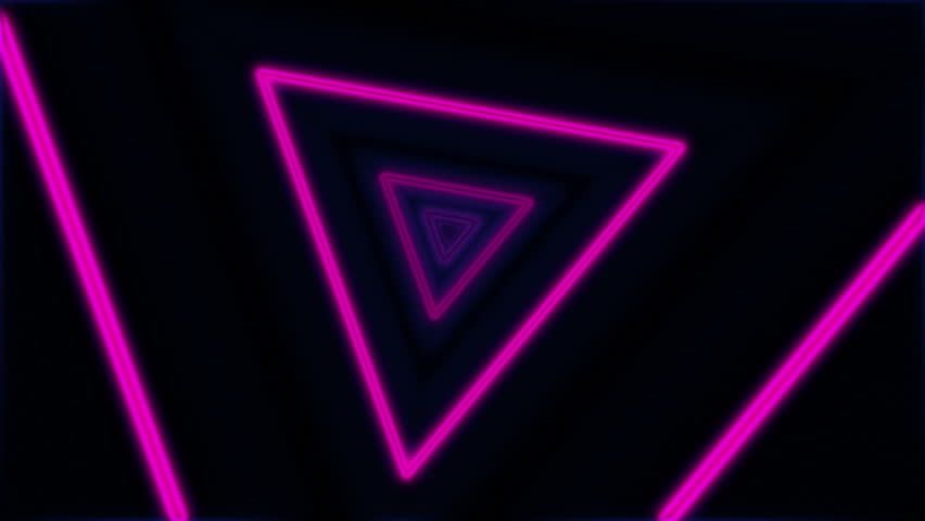 Neon Lights Triangles Tunnel Pink Stock Footage Video (100% Royalty Free) 6790702