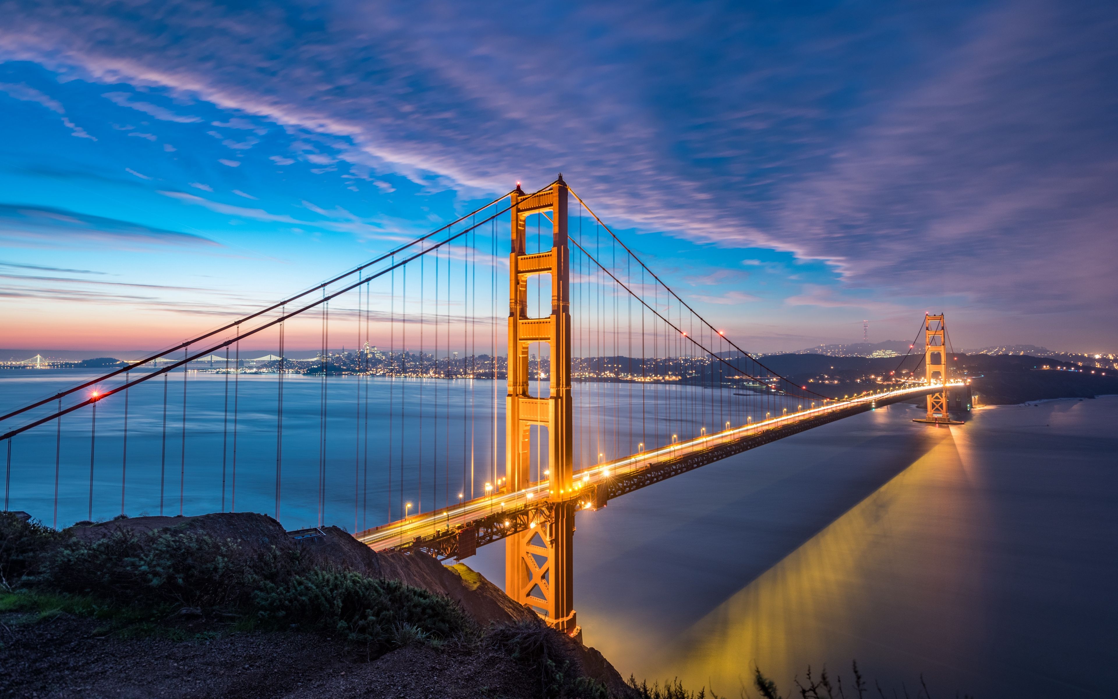 Wallpaper Bridge, Dawn, Strait, Golden Gate, San Francisco Gate Bridge
