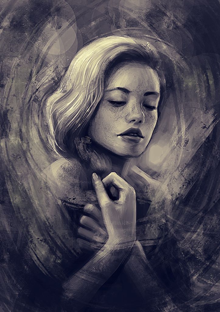 Image female Black and white Painting Art