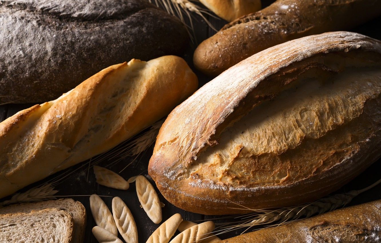 Wallpaper bread, baguette, cuts image for desktop, section еда