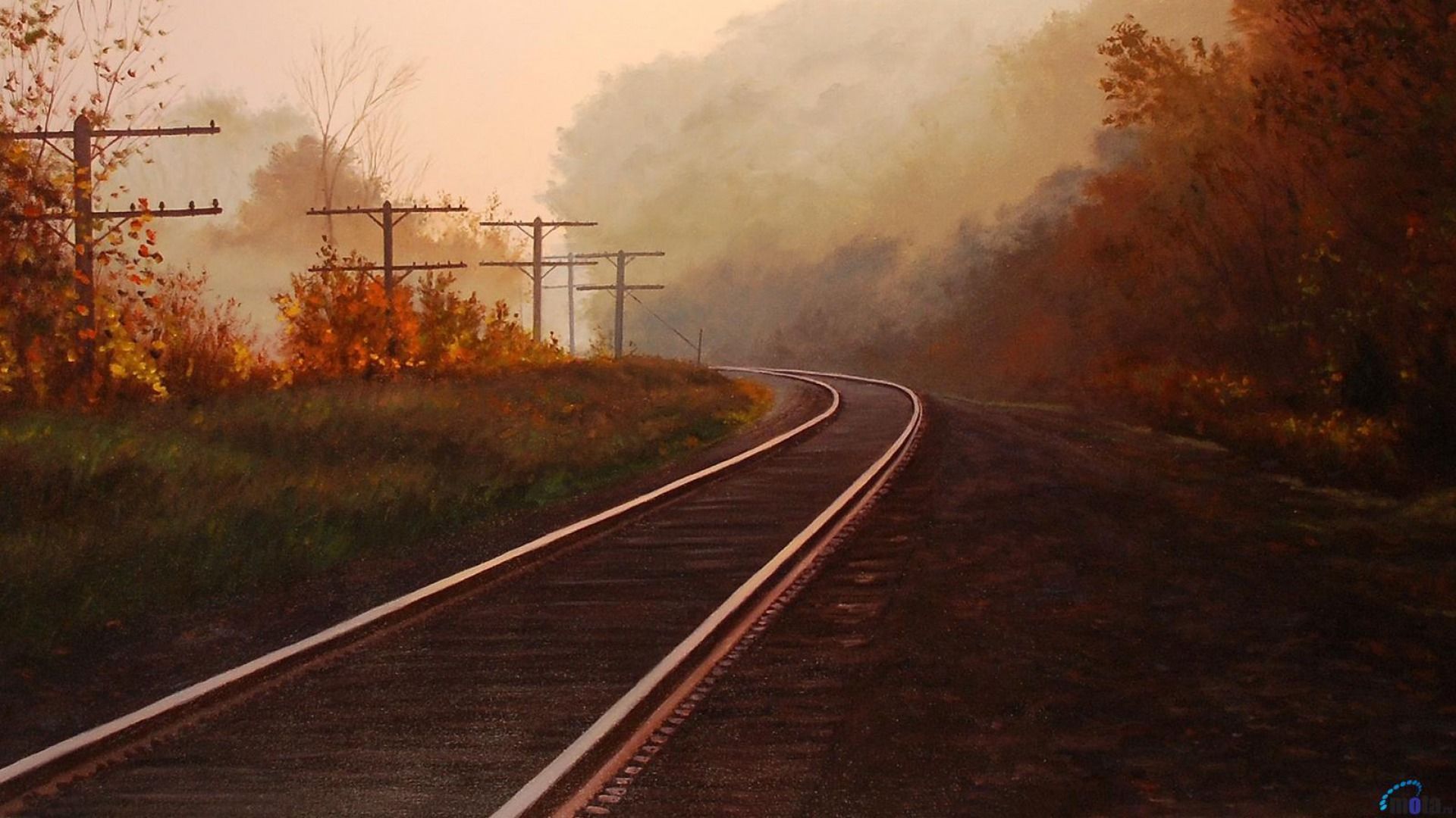 Railway Track Autumn Wallpaper 1920x1080. Autumn wallpaper hd, Desktop wallpaper fall, Railroad tracks