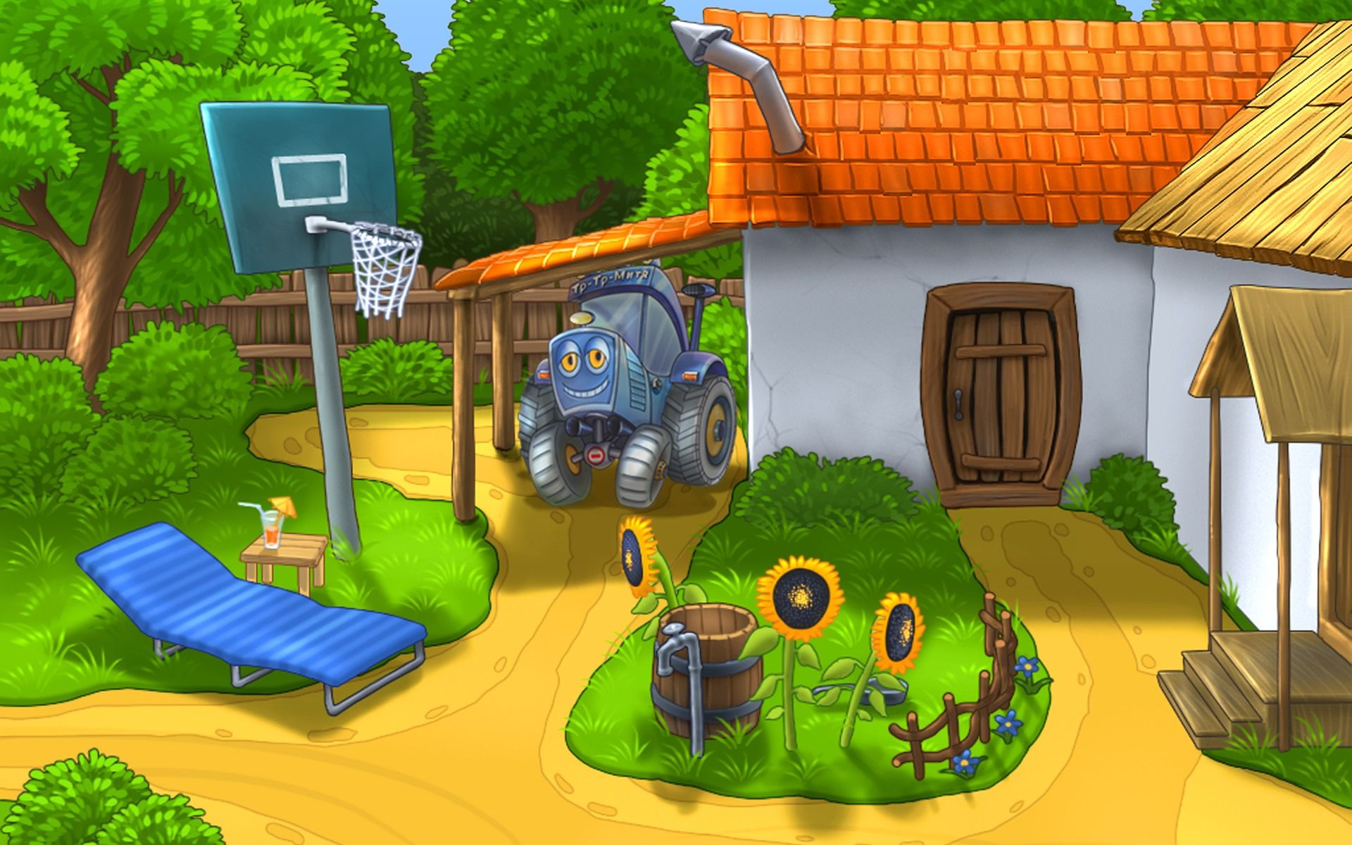 Small farm house Cartoon character Desktop Wallpaper