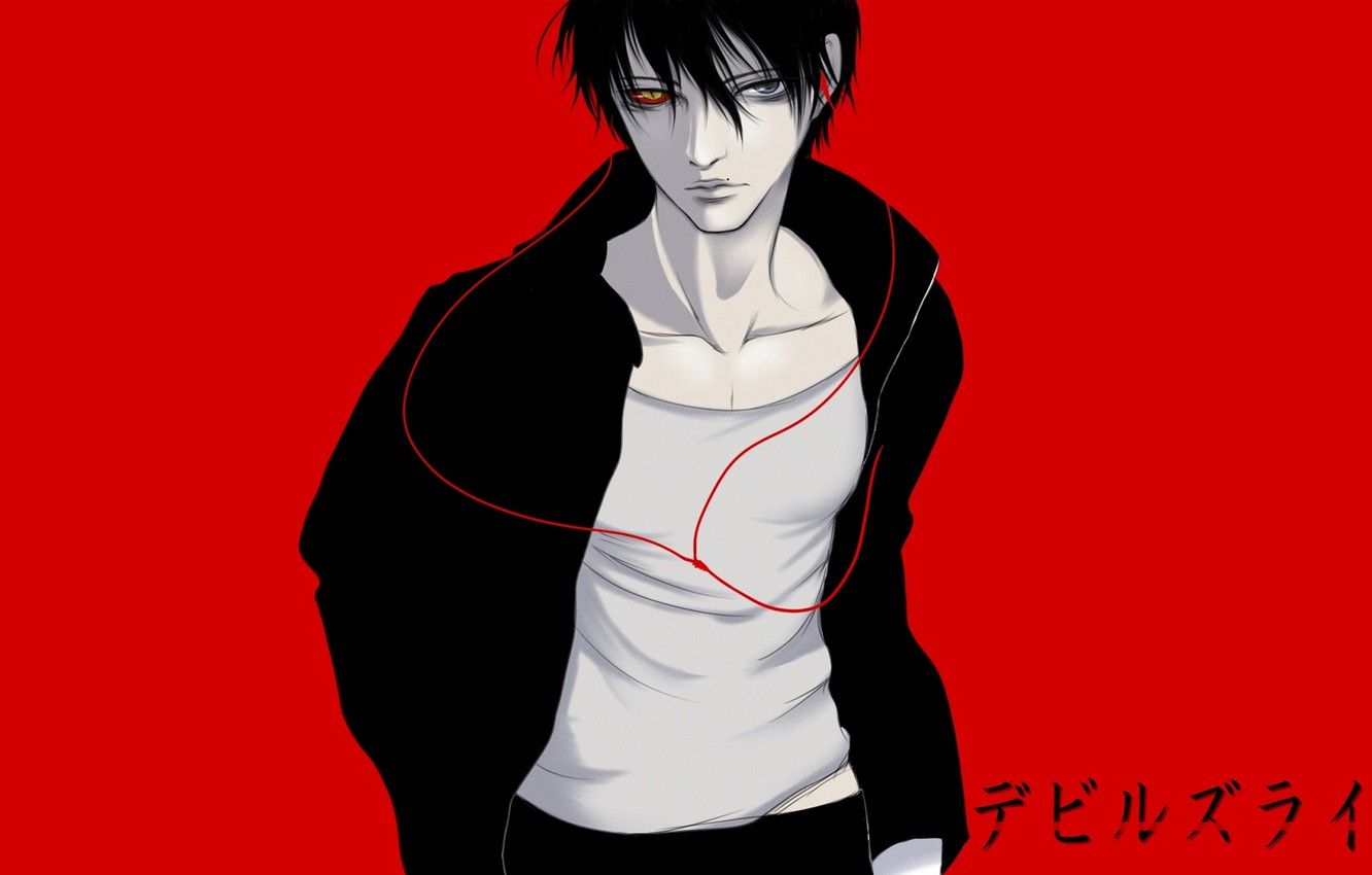 Wallpaper guy, red background, Yuuki Anzai, Line Of The Devil, Devils Line image for desktop, section сёнэн