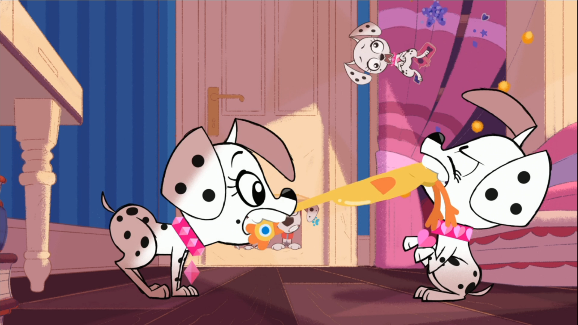 Dallas and Destiny tug of war chicken! dalmatian street Photo
