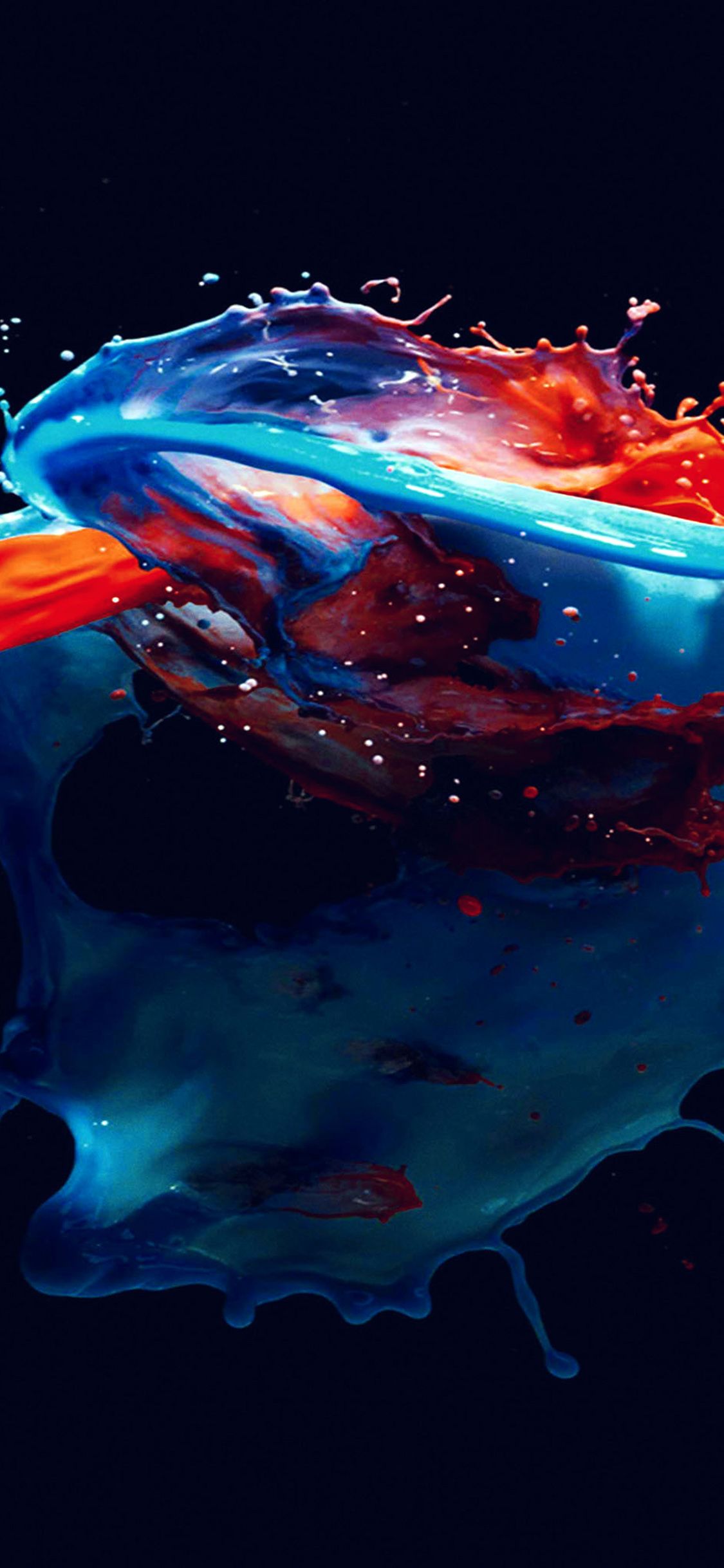 iPhone X wallpaper. paint splash art illust dark blue red watercolor