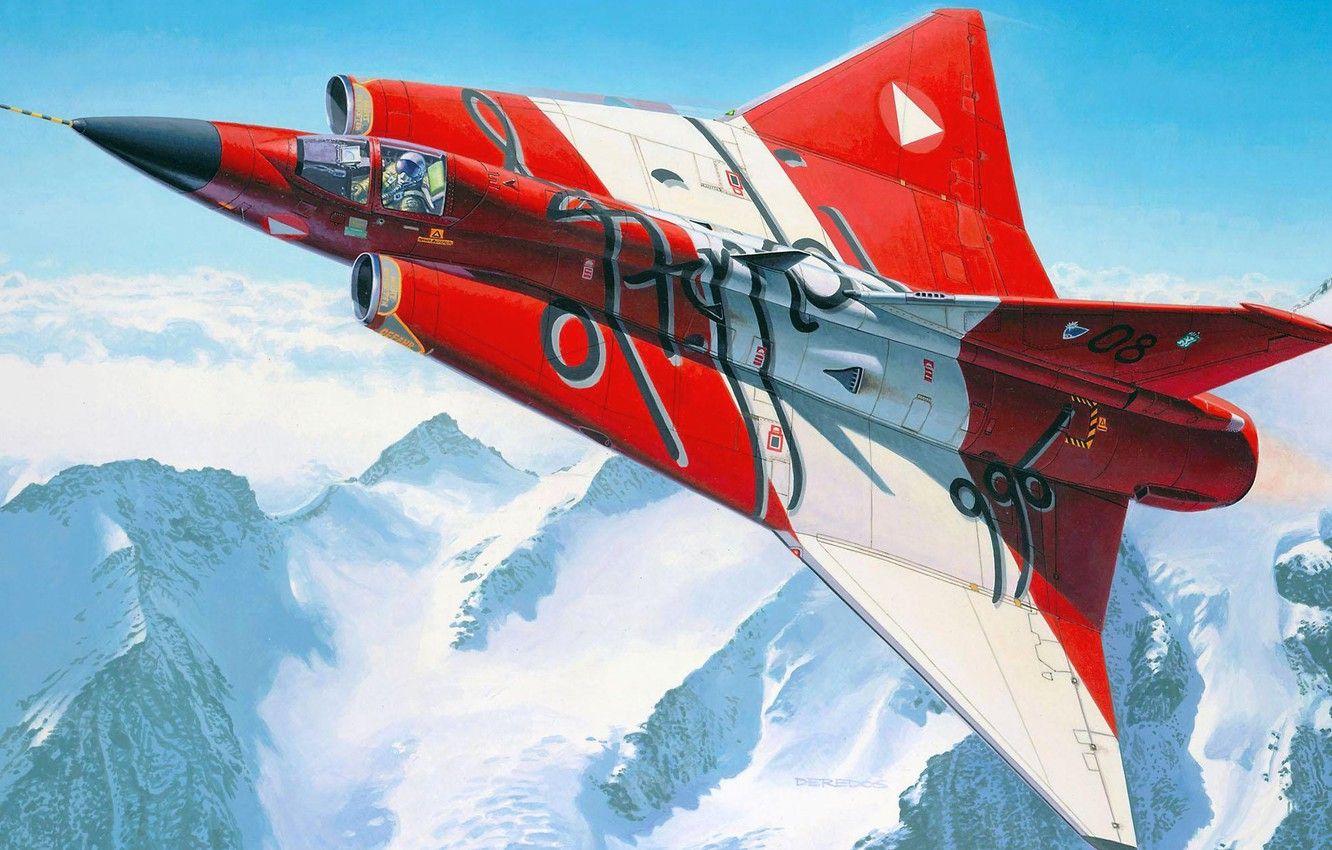 Wallpaper figure, art, the plane, Draken, Can be 35, Swedish supersonic fighter image for desktop, section авиация