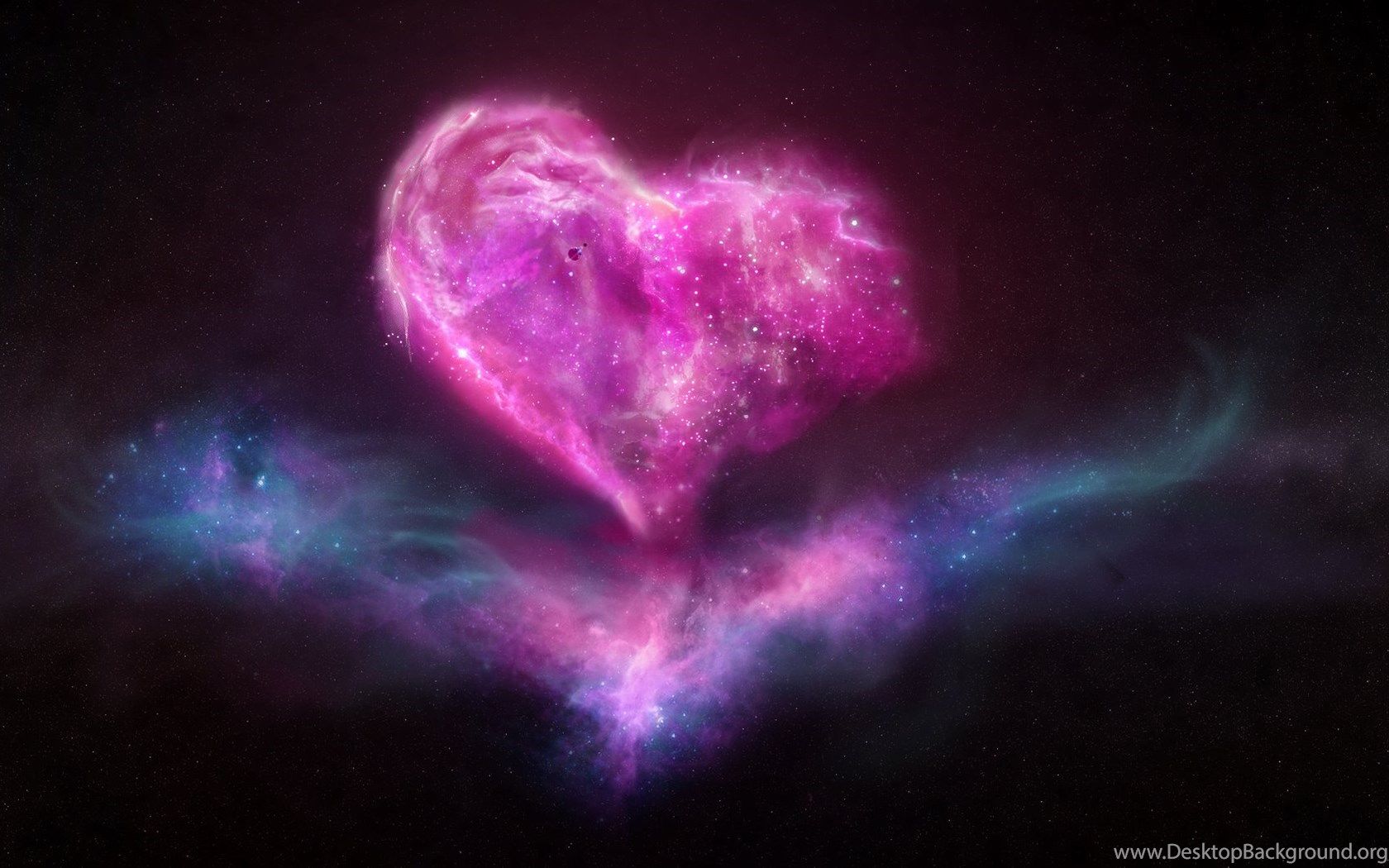 Galaxy Heart Space Love Desktop Background