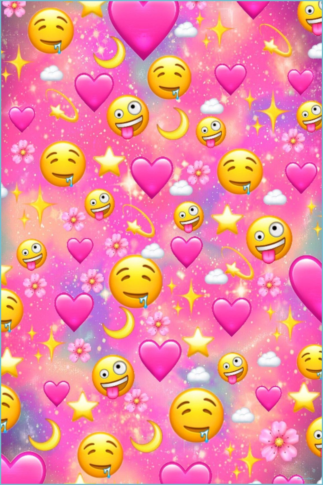 Sfondo Di Love Hearts And Emojis Galaxy In 10 Emoji Wallpaper Emoji Wallpaper