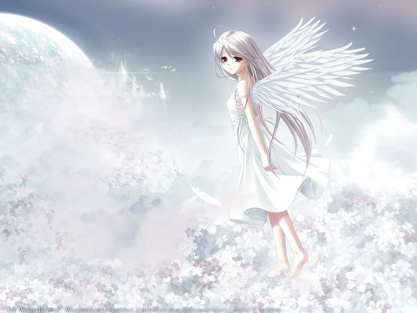 Fantasy girl, angel, flowers, anime 750x1334 iPhone 8/7/6/6S