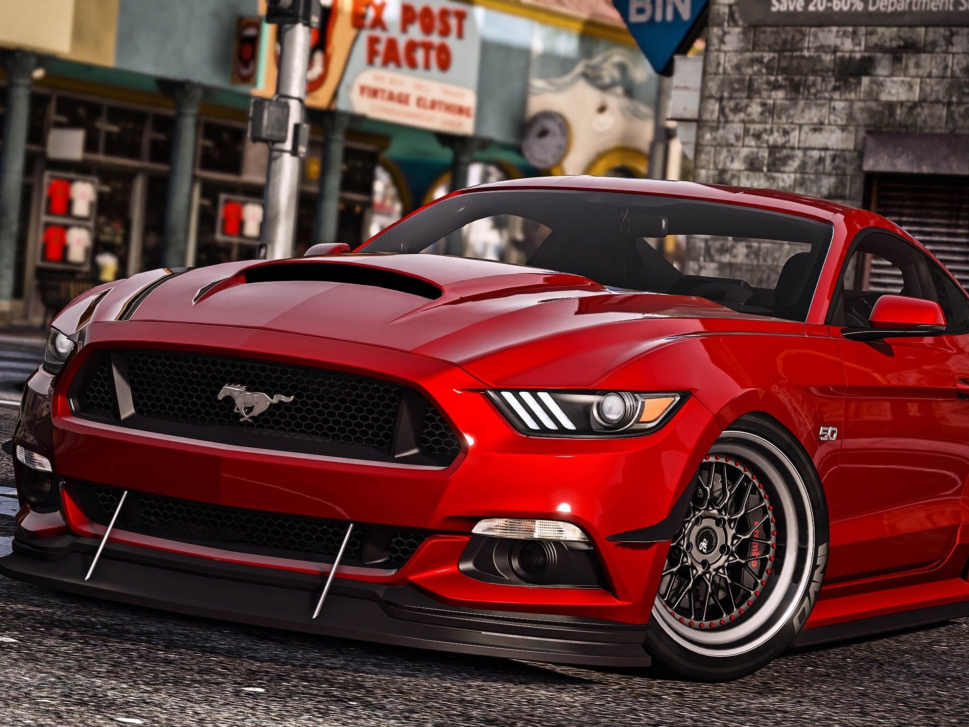 Wallpaper GTA Ford Mustang red car 2560x1440 QHD Picture, Image